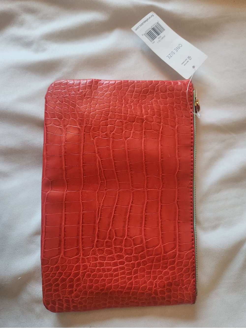 NWT Banana Republic Orange Alligator Wristlet